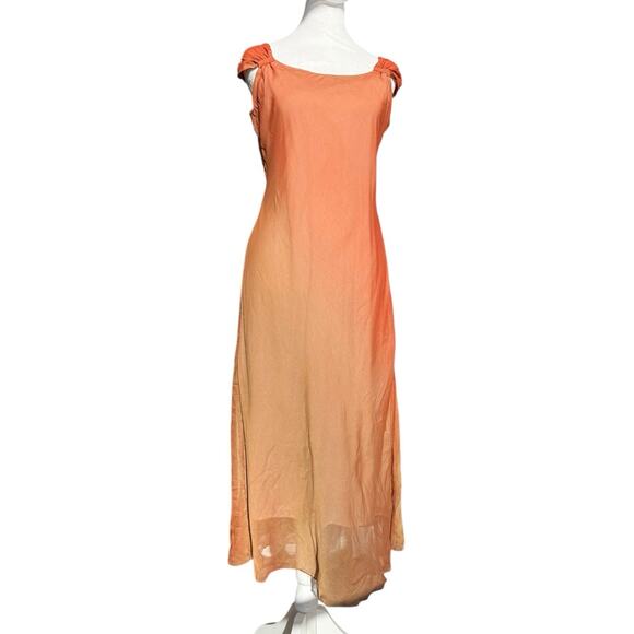 Vintage Silk Copper Gradient Evening Gown Cap Sleeve - Picture 7 of 11